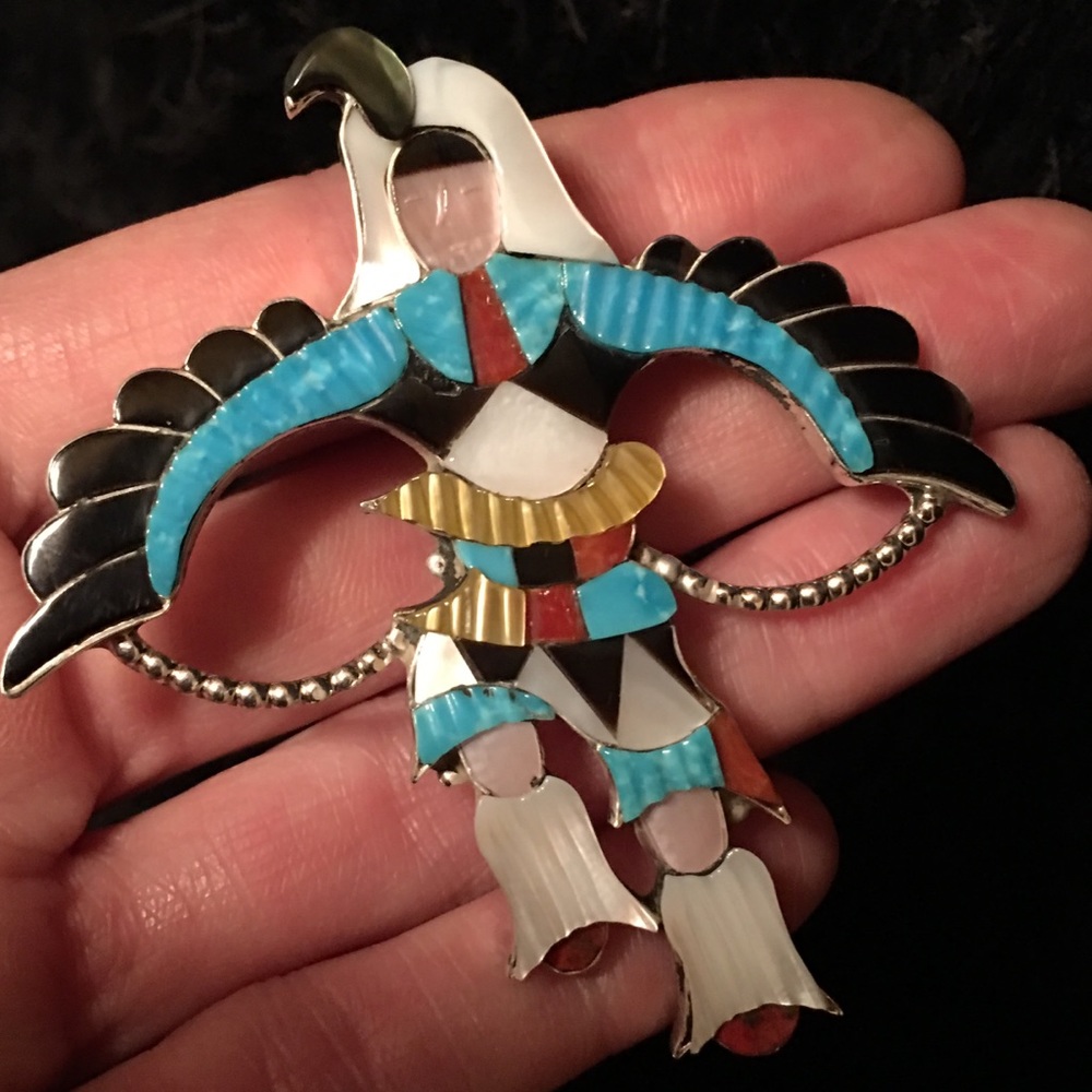🌹NWT Beyuka Zuni knife wing dancer pendant/pin - Picture 2 of 8